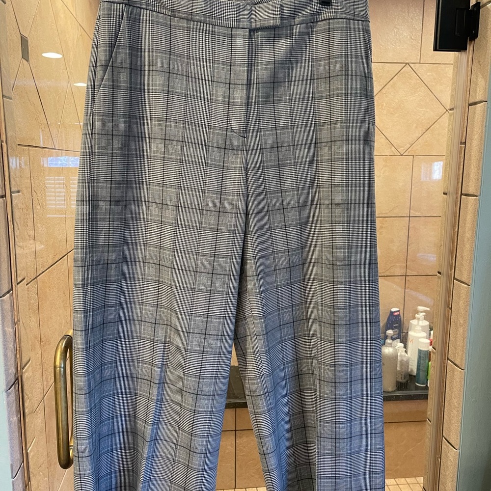Halogen High Leg Crop Pants Plaid Wide-Leg Crop Dress Pants size 14 - Picture 3 of 9